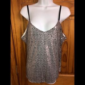 XXL SILVER sexy Sequin cami top party clubwear holiday club business tank top